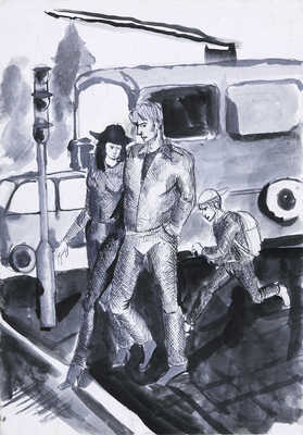 Неизвестный художник. Лот из трех иллюстраций с городскими зарисовками